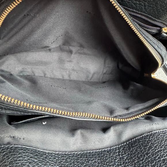 COACH Womens Mercer Satchel Hand Shoulder Bag Black Grain Leather Gold Turn Lock - Picture 13 of 16